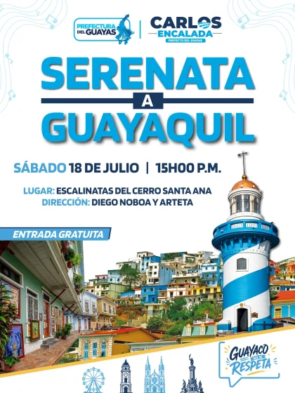 “Serenata a Guayaquil”, concierto gratuito por las Fiestas Julianas tendrá como escenario las emblemáticas escalinatas del cerro Santa Ana