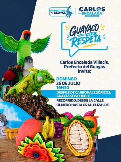 Más de 20 familias de artesanos y 450 bailarines están listos para vestir de color Guayaquil, con el desfile de carros alegóricos de la Prefectura «Guayas Sostenible”